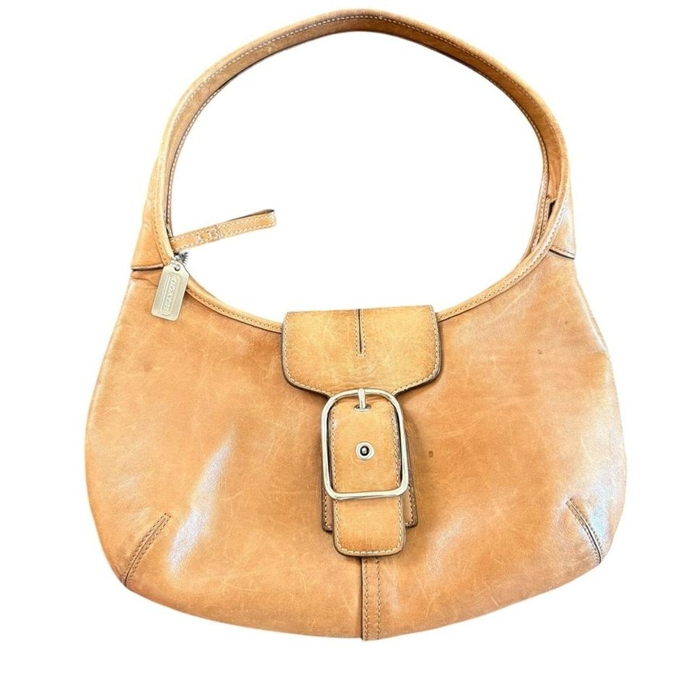 Coach Soho leather hobo shoulder bag in camel/cognac.